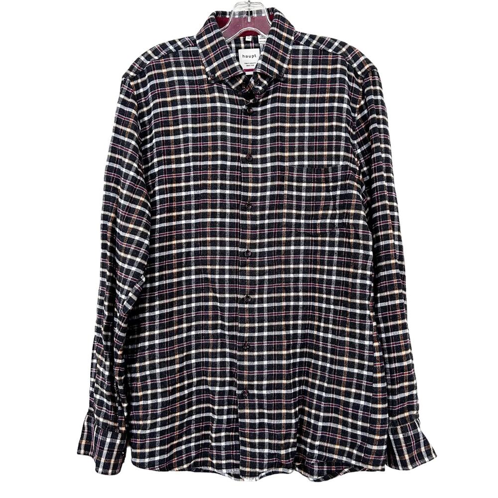 Haupt Germany Gray Plaid Flannel Sz M